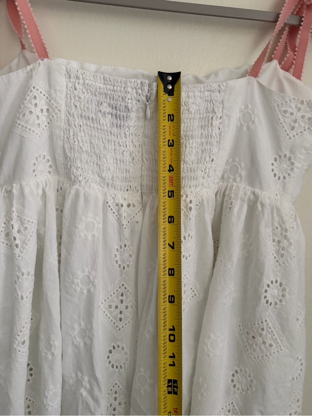 PETAL & PUP White Eyelet Shoulder Tie Smocked Maxi Dress - Women' s Size Medium - Picture 13 of 13